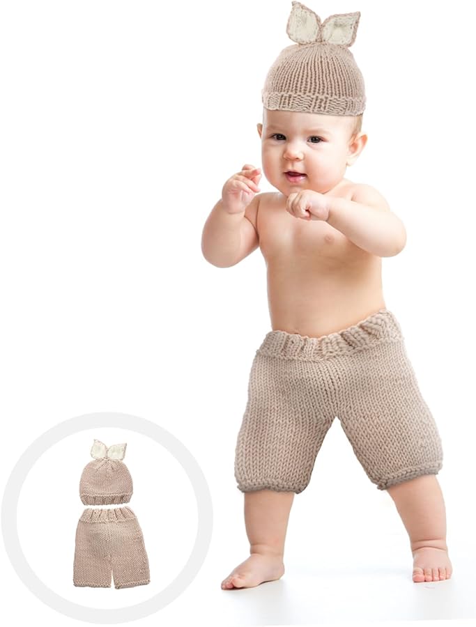 Baby Knitted Costume Pants Hat Set Soft Warm Newborn Photography Props - Image 4